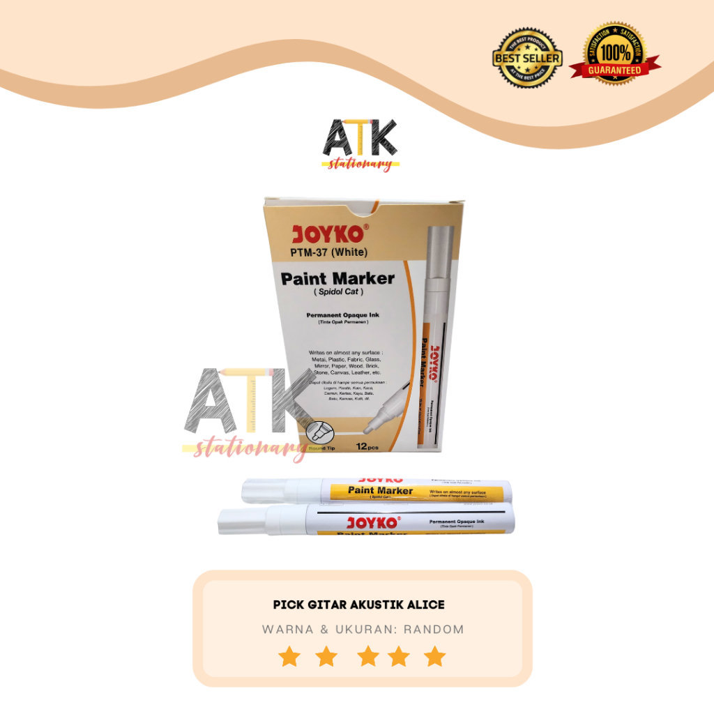 

Spidol Paint Permanent Marker White JOYKO PTM37/Spidol Cat Putih White atk