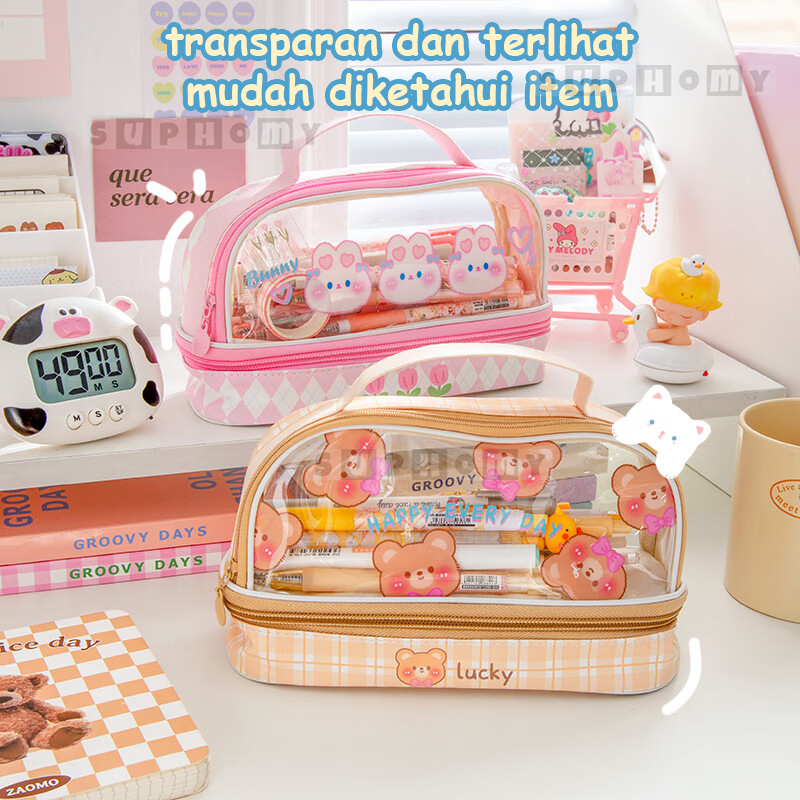 

Tempat Pencil Tas Pena Tas Pensil Kotak Pencil Tempat Alat Tulis Bahan Pvc Berkapasitas Besar Dengan