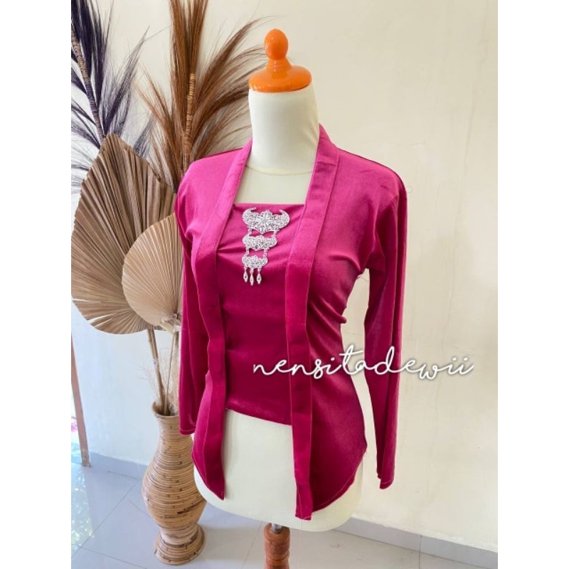 Grade Ori Kebaya Bludru Kutubaru - Warna Fuchia / Pink Fanta