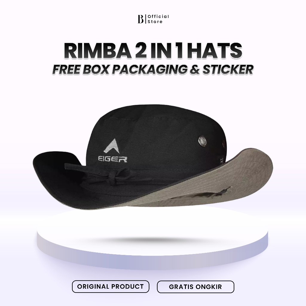 Topi EIGER Rimba Hitam Khaki Hats Pria Wanita