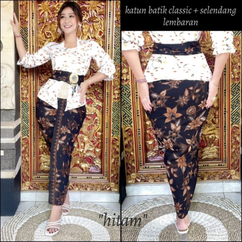 rok batik set kain lembaran free selendang