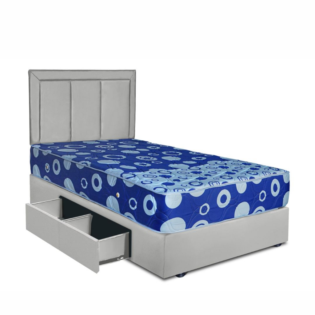 Dipan Datar Standar + Springbed Motif Polkadot Blue + Laci