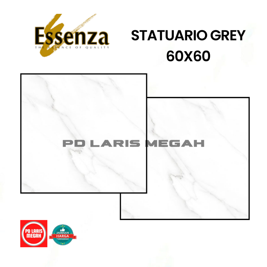 Granit Essenza Statuario Grey 60x60 Glossy