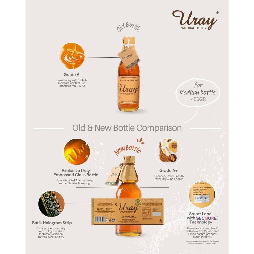 

MADU URAY 330 ML/ 450 GR ASLI MURNI kemasan terbaru