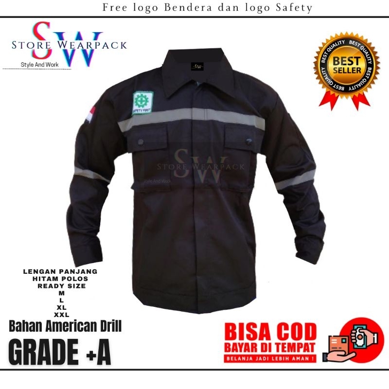 Baju kerja/Wearpack Kerja lengan panjang warna hitam