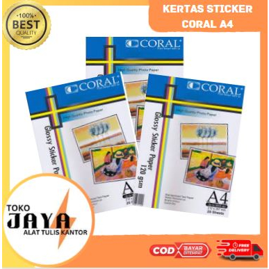 

Coral Sticker Glossy Kertas Sticker Glossy F4 Mengkilap Murah Toko Jaya ATK Murah Lengkap