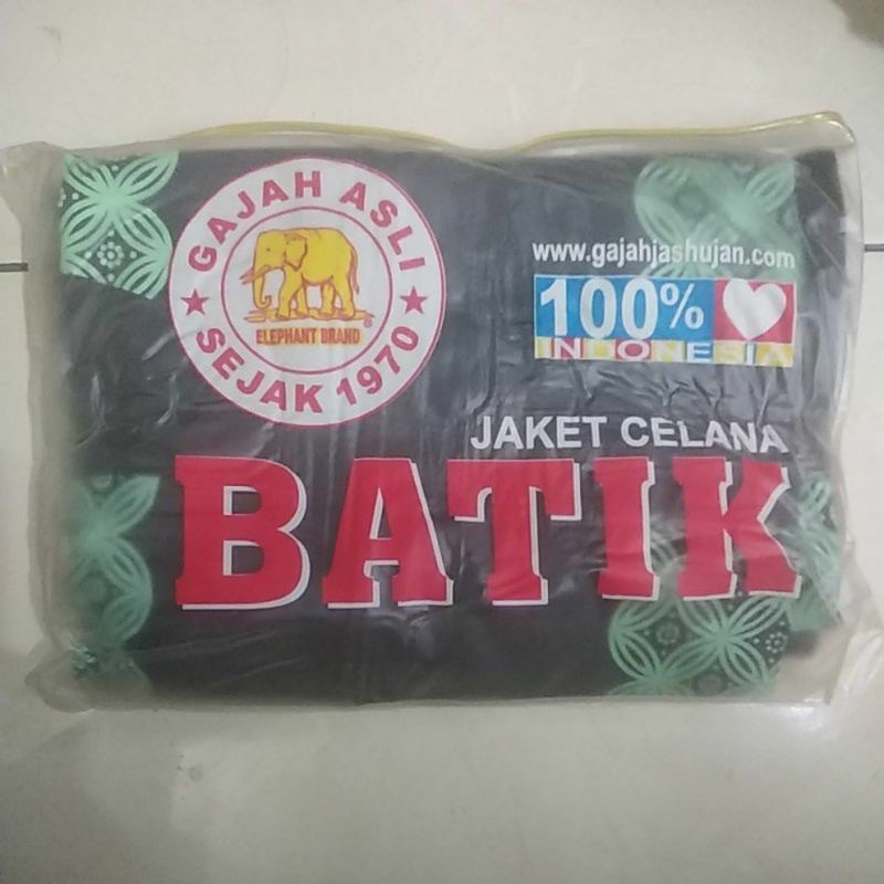 Jas Hujan Elephant / Elephant Brand Batik / Jas Hujan Baju Celana / Jas hujan setelan kombinasi