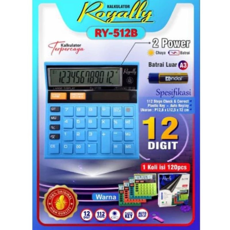 

Kalkulator bit RY 512Merk Royally batrai bisa di lepas