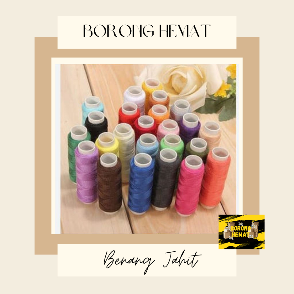 BENANG JAHIT HITAM PUTIH BENANG JAHIT WARNA WARNI BENANG WARNA HITAM BENANG BAJU