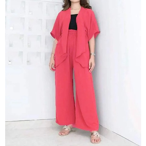 TWO PIECE SET CARDIGAN STYLISH TERKINI WANITA
