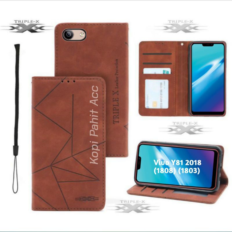 Casing Untuk Hp Vivo Y81 1808 1803 Flip Cover Wallet Case Dompet Sarung Kulit Hp Premium