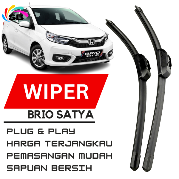 WIPER BRIO DEPAN KARET WIPER BRIO SATYA 1 SET FRAMELESS