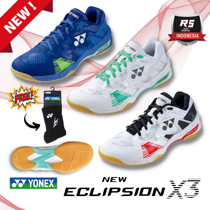 SEPATU YONEX POWER CUSHION ECLIPSION X X3 BADMINTON ORIGINAL SP 100% 65 Z