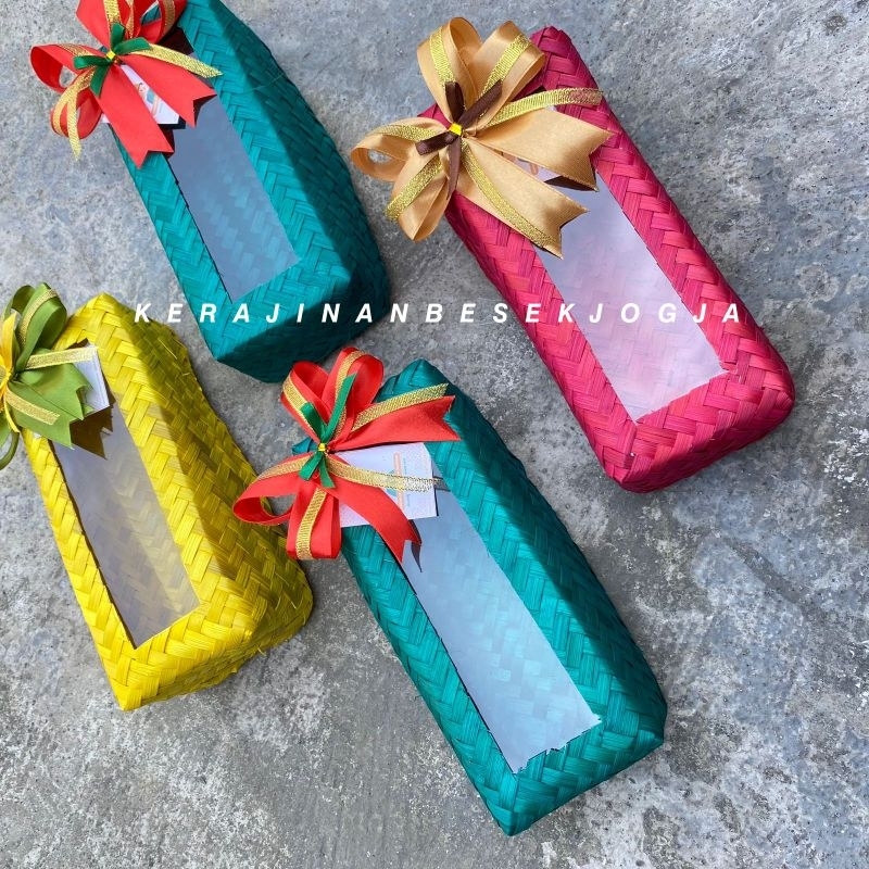 BESEK 22X8 WARNA MIKA PITA |  besek panjang besek kue besek telur besek nasi besek snack besek bambu