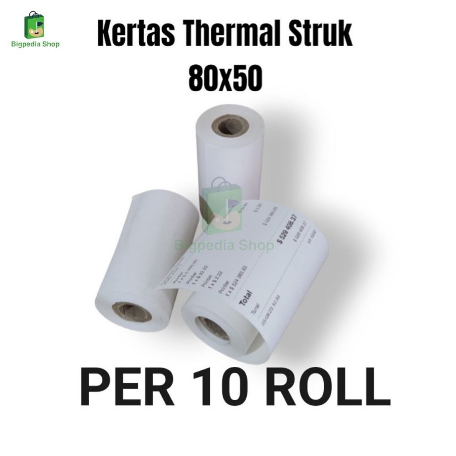 

Kertas Thermal printer 80x50 paper struk PER 10 ROLL