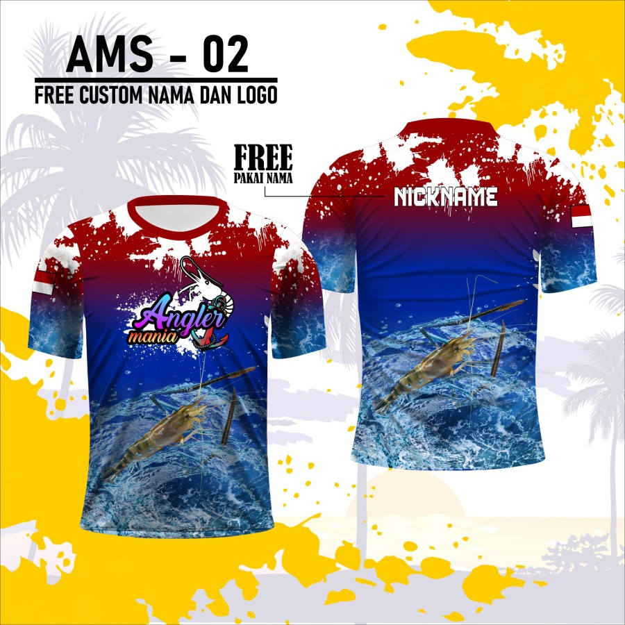 Jersey baju mancing udang kaos angler shrimp lengan pendek