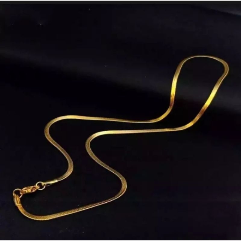 Kalung Titanium Anti Karat Pria Wanita Gold/Emas Model Gepeng