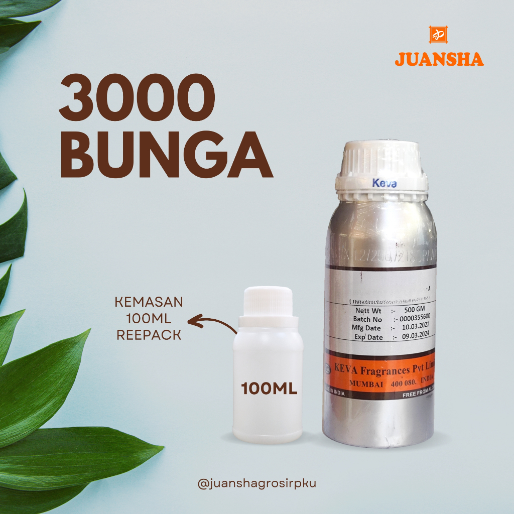 BIBIT PARFUM MURNI || 3000 BUNGA || KEVA || REPACK ||BUNGA || PARFUME