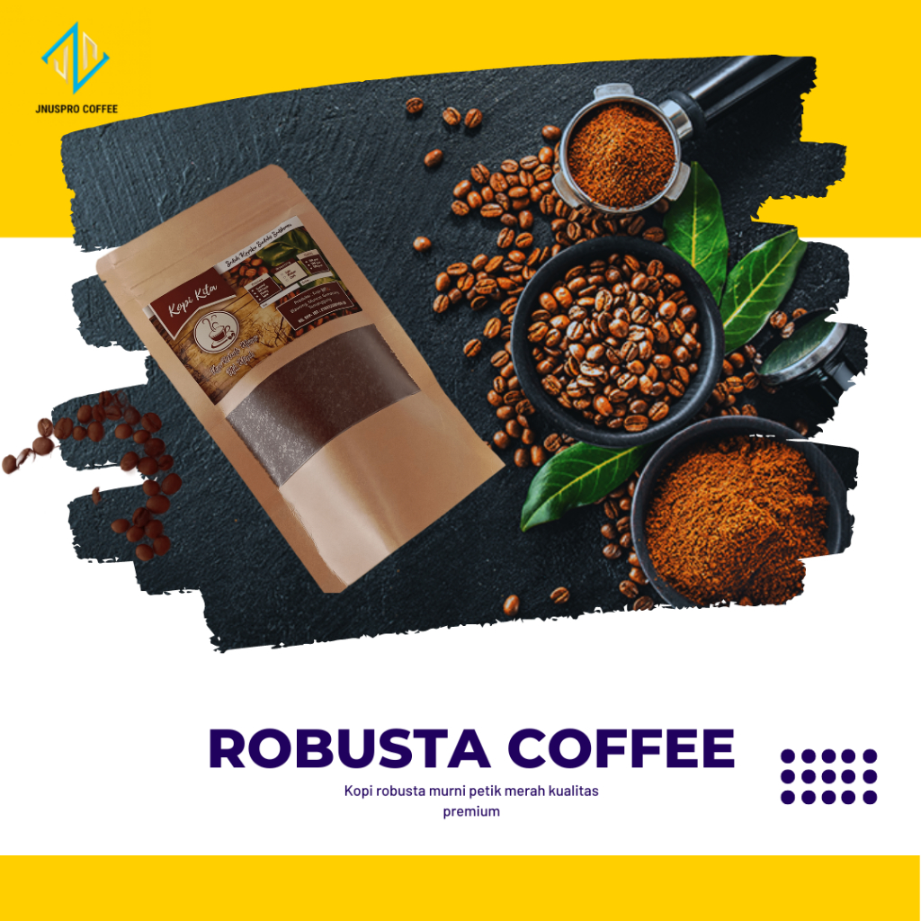 

Robusta Coffee Kualitas Premium Murni Asli Temanggung isi 100 gram Kopi petik merah pilihan kopi kita