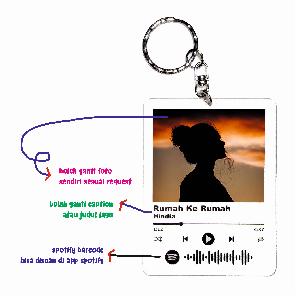 GANTUNGAN KUNCI AKRILIK CUSTOM / GANCI SPOTIFY