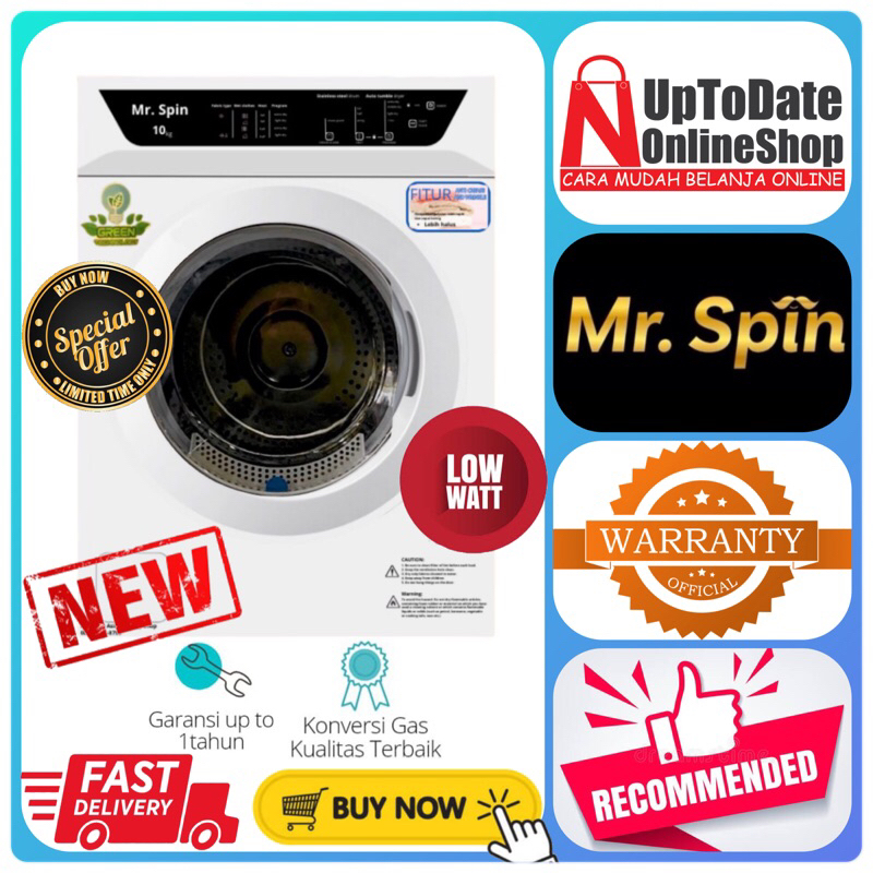 DRYER GAS MR SPIN MS-010 MS010 010 MESIN PENGERING LAUNDRY GAS 10KG SUPER LOW WATT GAS DRYER MRSPIN