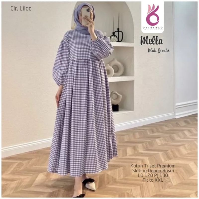 DRESS SQAURE Original Kenzo Orikenzo Gamis Busui Longdress Maxi Katun Premium Kotak-kotak / Ghauri M