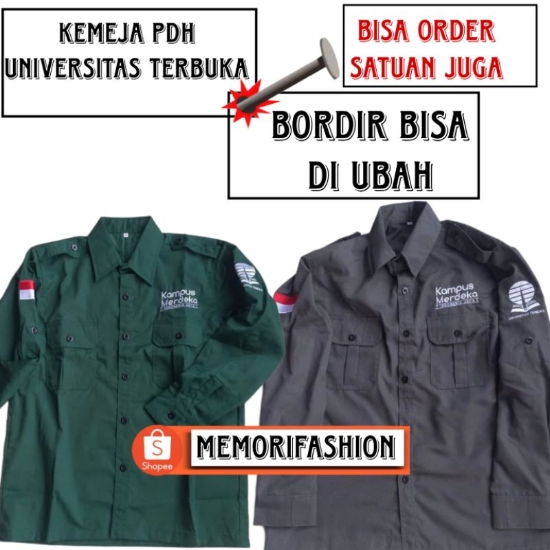 KEMEJA PDH UNIVERSITAS TERBUKA CUSTOM BORDIR SATUAN & LUSINAN