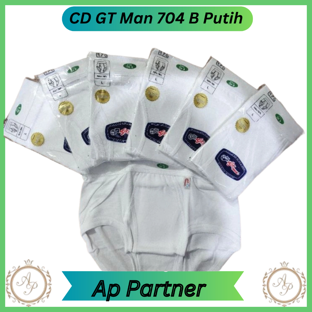GT MAN 704 B - Grosir 6 Pcs Celana Dalam Pria GT Man Khusus Putih Art 704BW  Size M L XL Jumbo