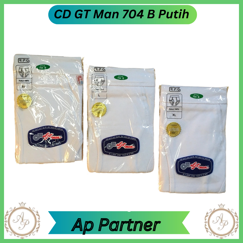 [3 Pcs] Celana Dalam Laki Laki GT Man 704 B Putih / Celana Dalam Pria Dewasa Brief Maxi Jumbo / Cela