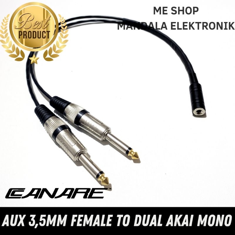 kabel extension jack mini aux 3,5mm female to 2 akai mono 6,5mm
