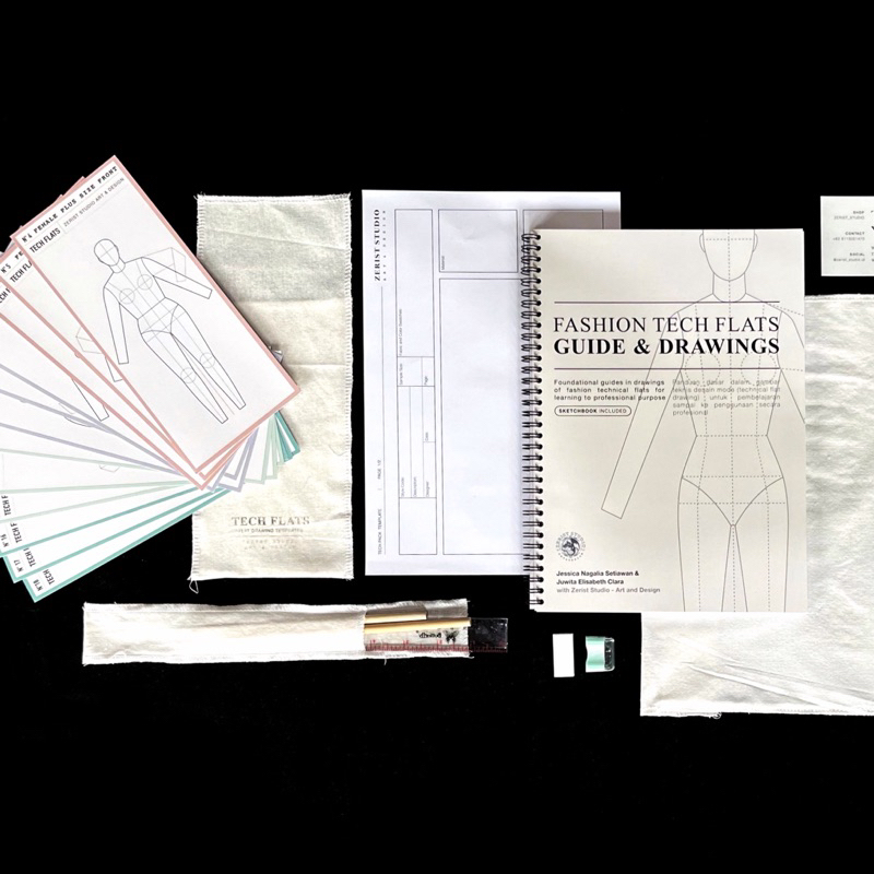 

SET: Buku & Template Technical Flat Drawing Fashion - Zerist Studio - Sketsa Fashion Desain Busana Edisi Dwibahasa Inggris Indonesia