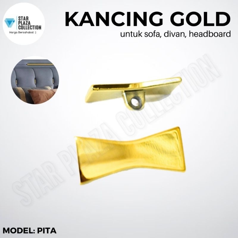 Kancing Sofa Gold / Akesoris Kancing Emas Model Pita / Variasi Aksesoris Strip Kancing Emas Sofa / Divan Headboard