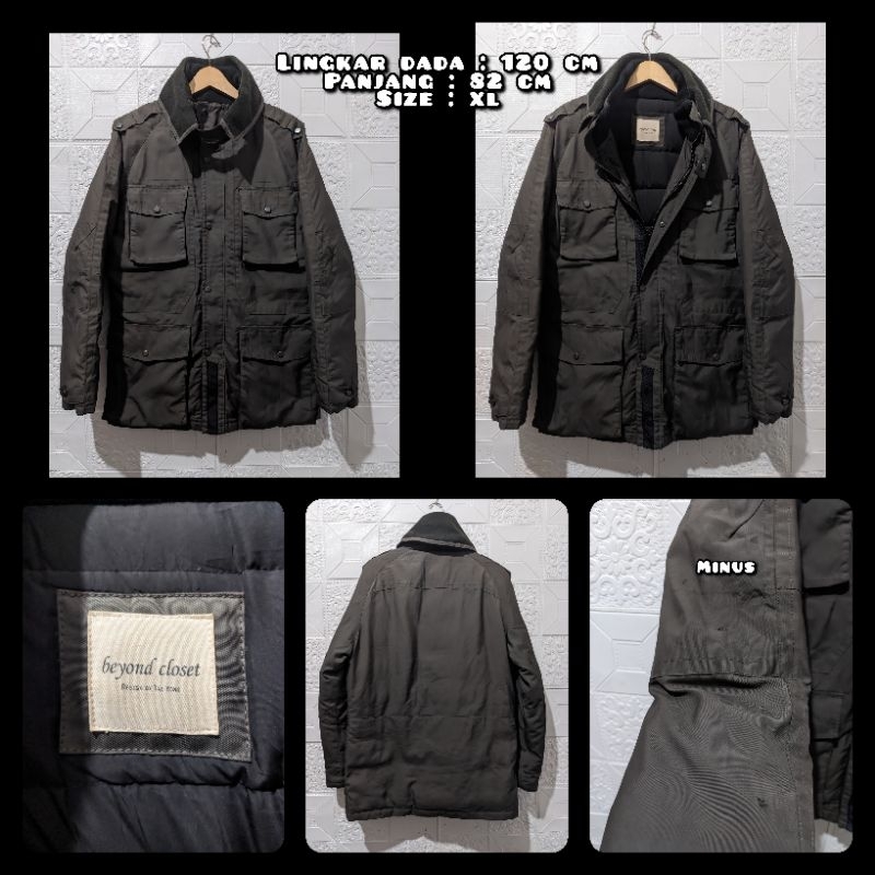 Jaket Parka Tebal Bulu Angsa Warna Hijau Army Second Original.