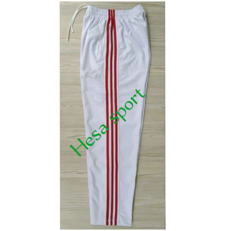 celana panjang putih Lis merah pria/wanita