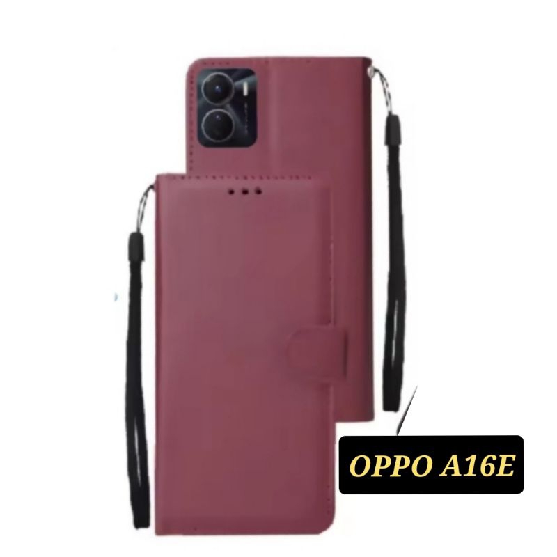 casing cover flip oppo a16e flip walet dompet kulit kancing mahnet oppo a16e oppo oppo A16E