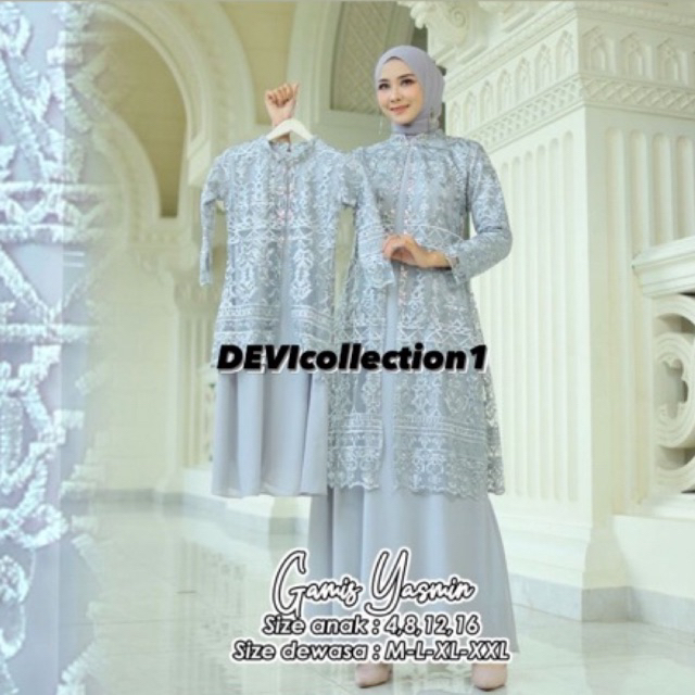 Gamis Yasmin Couple / Couple ibu dan anak / Gamis Pesta / Gamis modern
