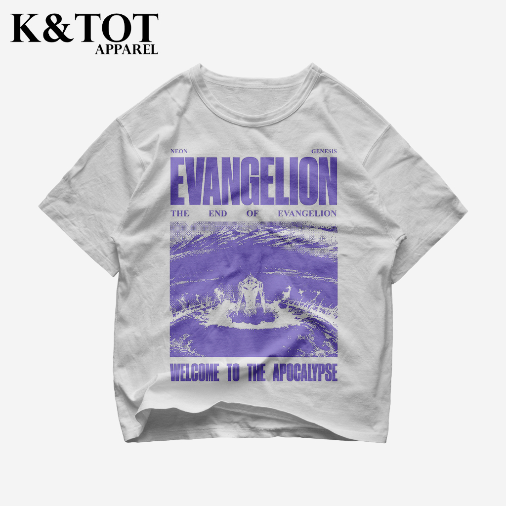 KNTOT - KAOS BAJU THE END OF EVANGELION ANIME WIBU | TSHIRT OVERSIZE VINTAGE PUTIH BOOTLEG - PRIA WA