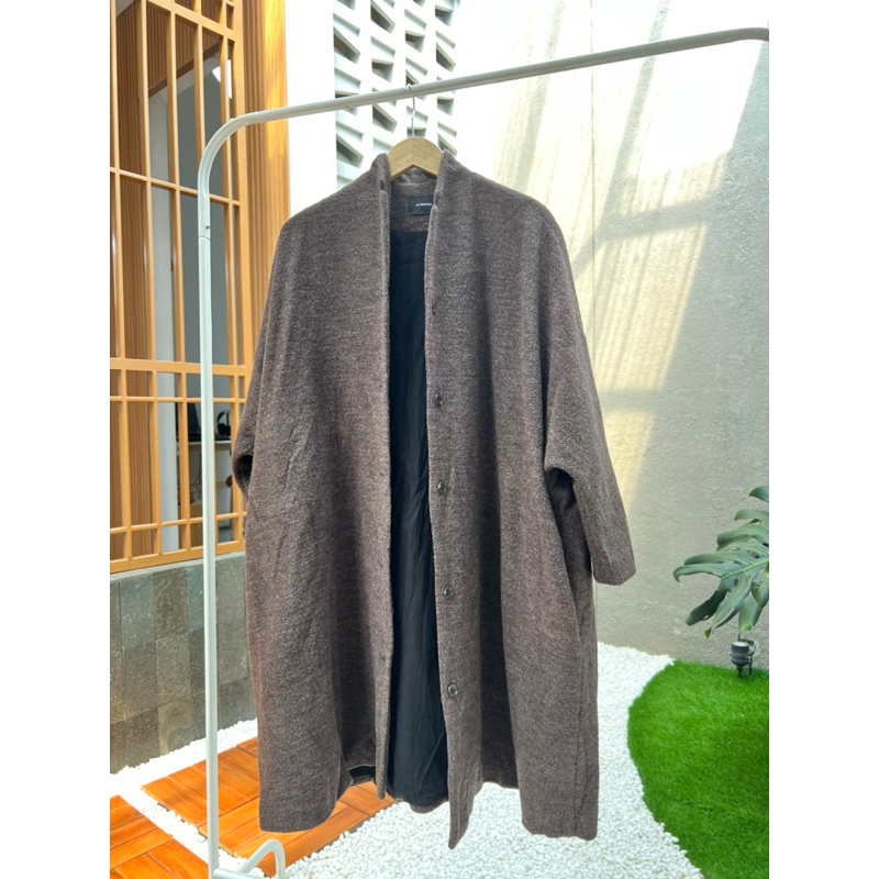 long coat unisex cowok cewek longcoat Panjang bawah Lutut Mantel Wol Ramping Versi Korea Mantel Wol 