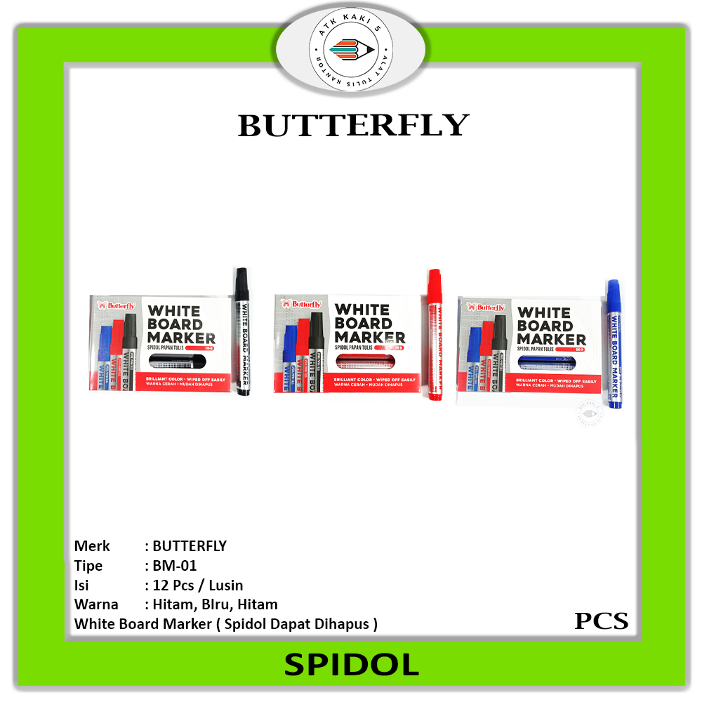 

BUTTERFLY - Spidol White Board Marker BM - 01 - Pcs
