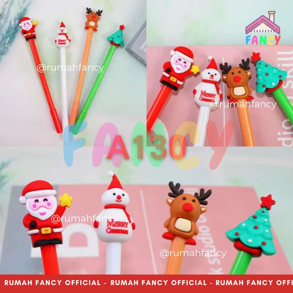 

[1 LUSIN / 12 PCS] Bolpen Gel Bentuk Tema Natal Christmas Gel Ballpoint / Souvenir Natal Santa Rusa Boneka Salju XMAS