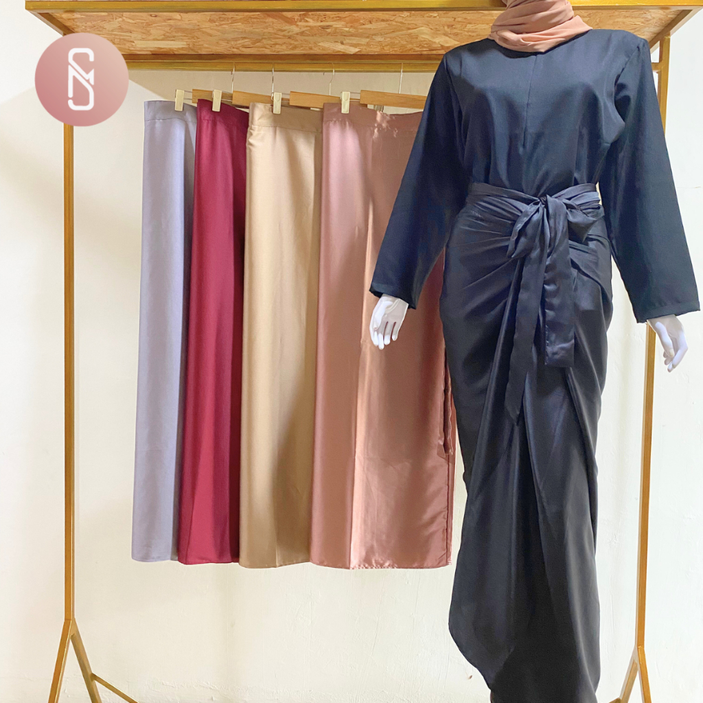Myshawl Rok Lilit Jumbo Silk Big Size Hitam Polos Panjang Wanita Maxi