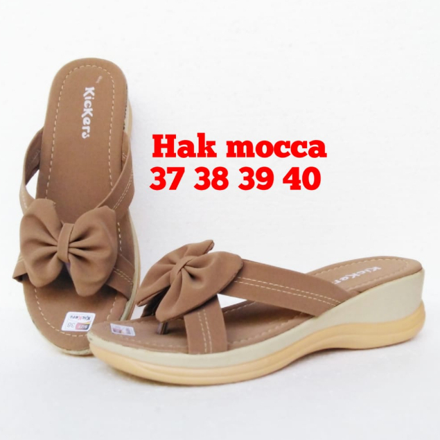 Sandal Hak Wedges Wanita CKB Coklat Bata Japit Pita Trendy