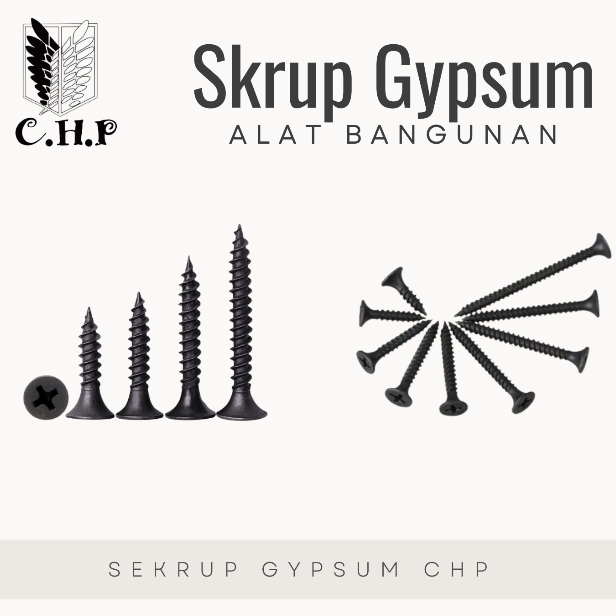 Skrup Gypsum Hitam Baja/Kayu Drywal 1" 1 1/4"  1 1/2" 2" bungkus 500gr ]
