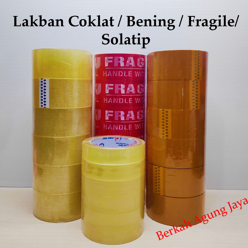 

Lakban Coklat / Bening / Fragile 48 mm x 90 YARD Full