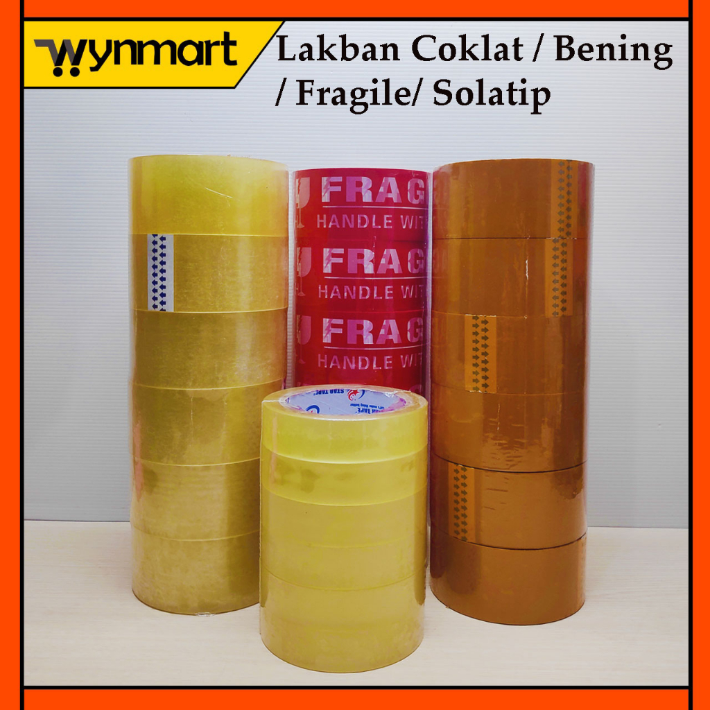 

Lakban Coklat / Bening / Fragile 48 mm x 90 YARD Full