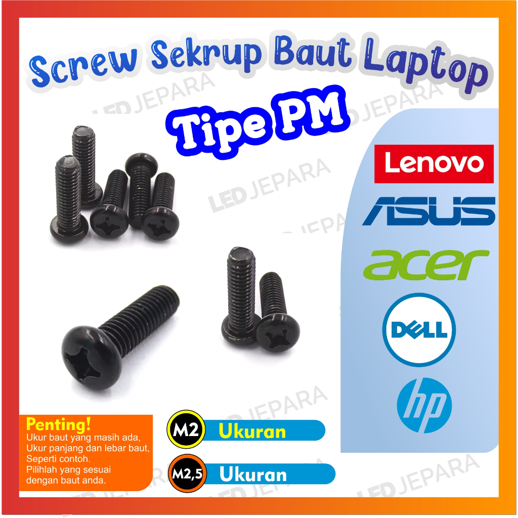 Baut Jamur Laptop Asus Baut Casing Laptop Lenovo Sekrup Hardisk Baud Komputer Kepala Jamur ukuran M2
