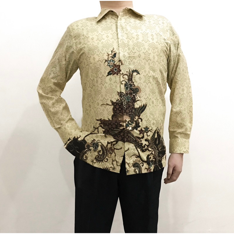 Baju Batik Shirt Pria Katun (Cream Krem Creme 2)