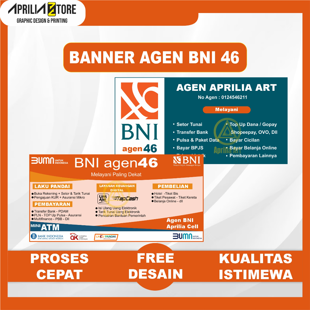 Banner Spanduk Agen BNI46 Custom Toko Nama