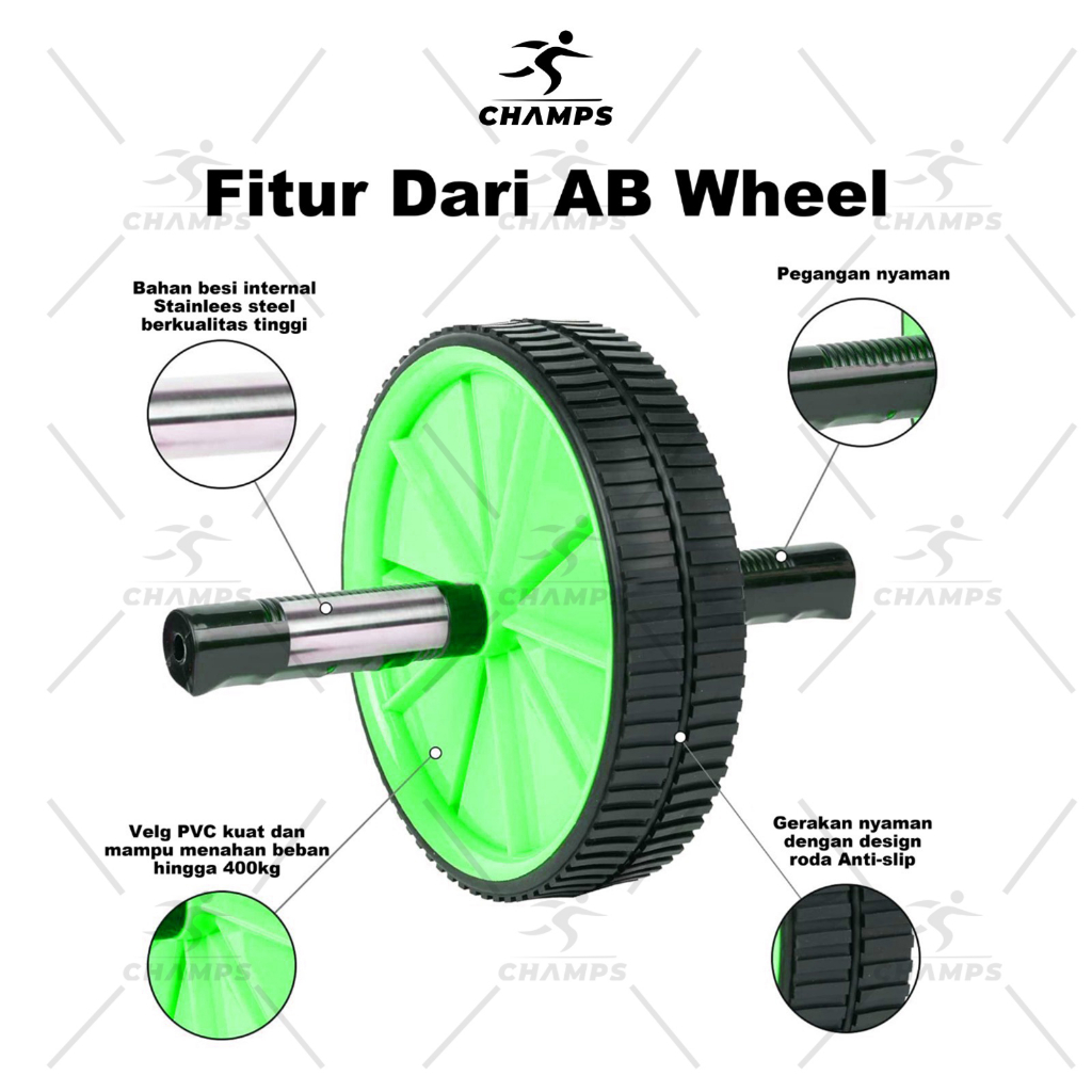 CHAMPS AB WHEEL - Ab roller double wheel / Alat sit up CH-AW2