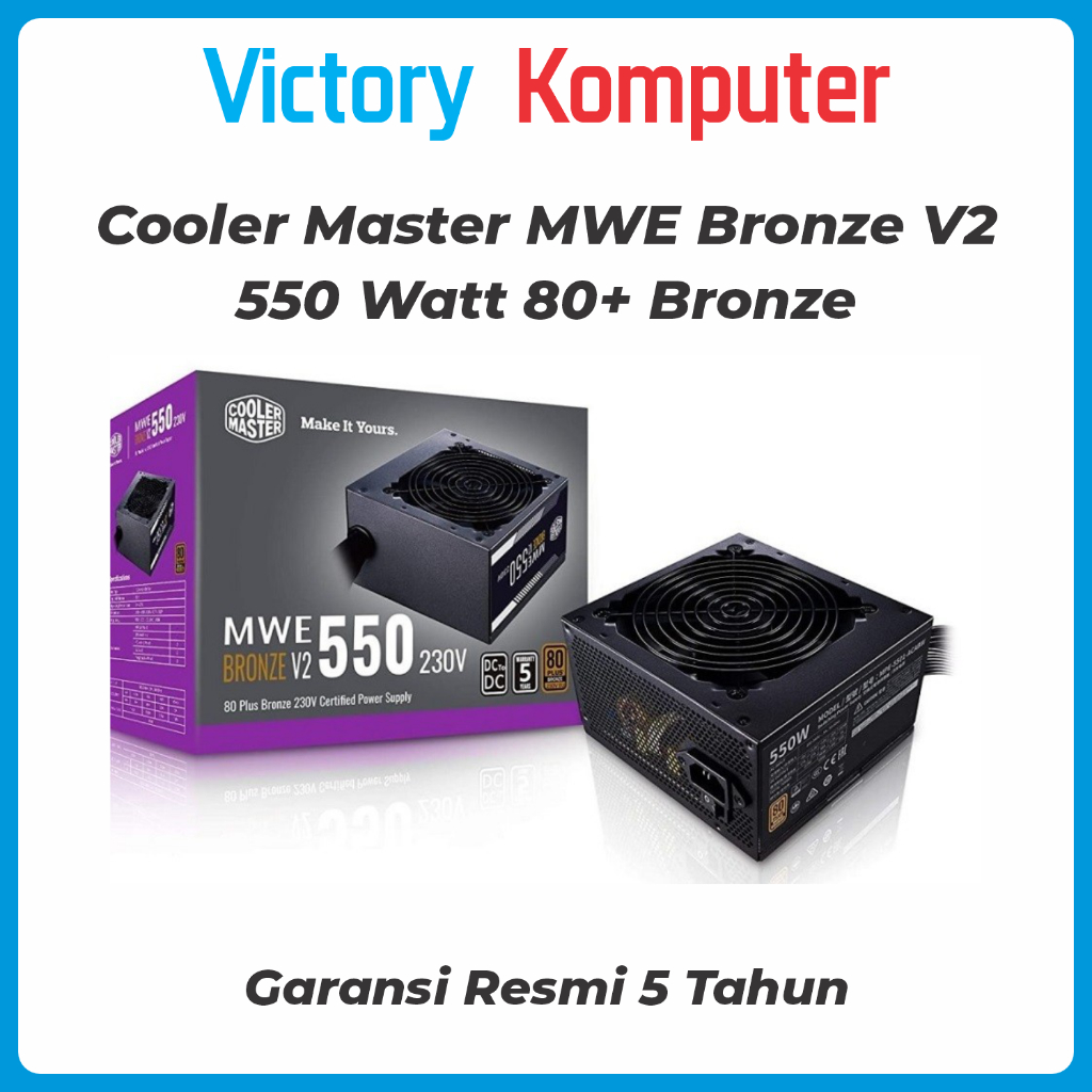 Cooler Master MWE 550 Bronze V2 - Sumber Daya ATX 550W Hitam dengan Efisiensi 80 PLUS Bronze